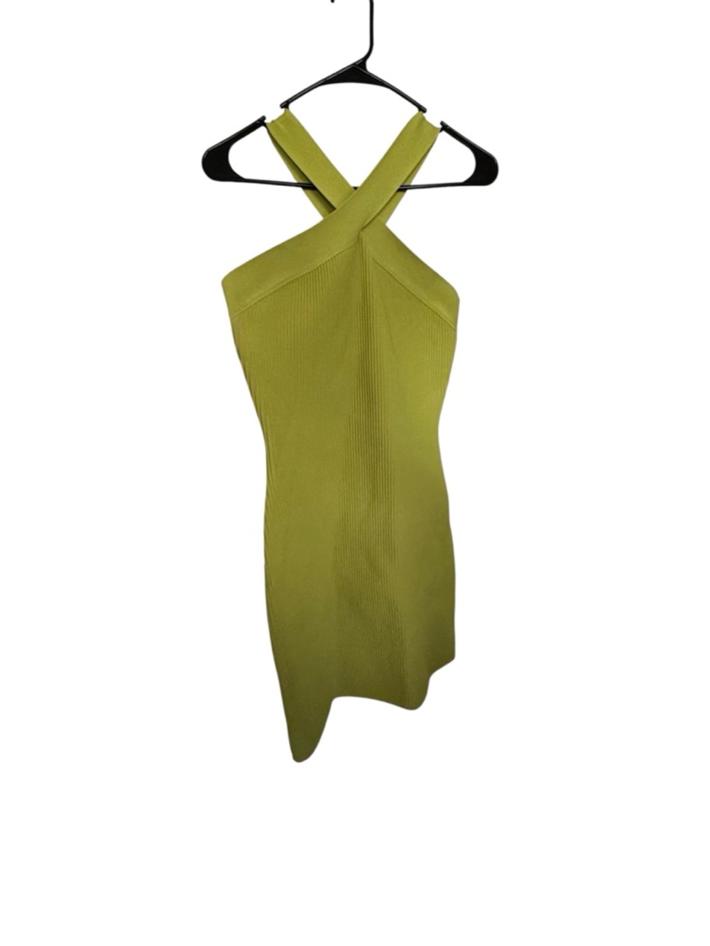 Sincerely Jules Lime Green Ribbed Halter Bodycon Dress💚